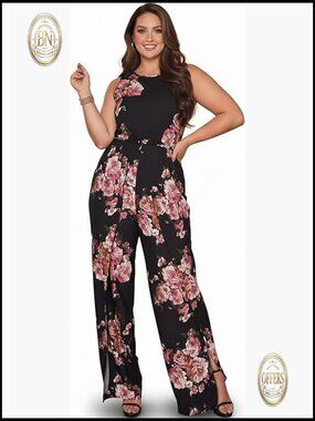 Polyester Spandex Sleeveless Wide Leg Romper Playsuit Floor Length